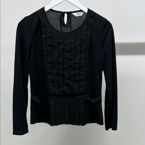 Chic Black Pleated Women's Blouse